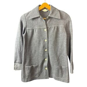 Cos Cob Wool Blend Gray Tunic Shirt Womens Sz Medium Vintage 1960s